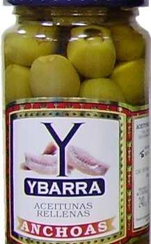 Оливки YBARRA зеленые с анчоусом с/б, 240г.