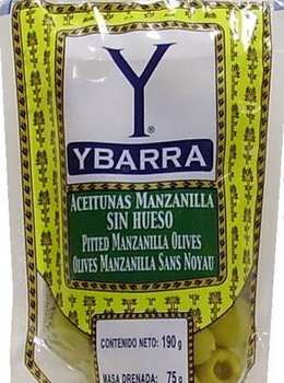 Оливки YBARRA зеленые без косточек п/э, 190г.