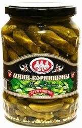 Мини-корнишоны маринованные хрустящие "Скатерть-самобранка" 1-4 см, 680 г