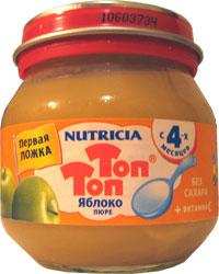 Фруктовое пюре "Топ-Топ" для детского питания. Яблоко. С 4 месяцев.