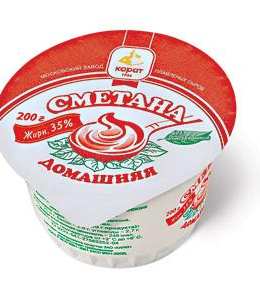 Сметана «Домашняя» 35% жирности, 200 г, полимерный стакан