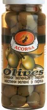 Оливки ACORSA зеленые с перцем с/б, 358мл.