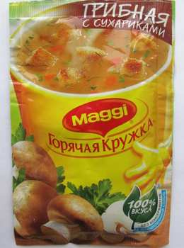 Maggi. Горячая кружка. Грибная с сухариками. Суп моментального приготовления.